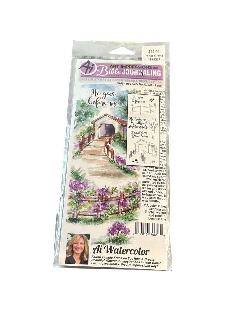 Art Impressions Bible Journaling 5169 He Leads Me Covered Bridge Stamp Set New